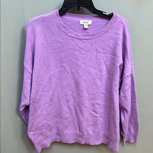 Purple Crew Neck Sweater Soft Knit Long Sleeve